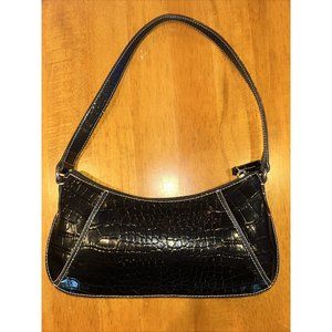 Vintage Liz Claiborne Accessories Black Shoulder Bag 90s Y2K Croc Emboss Texture